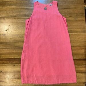 Tommy Bahama Dress Womens M Pink Linen Fringe Hem Sleeveless Shift Beach Resort